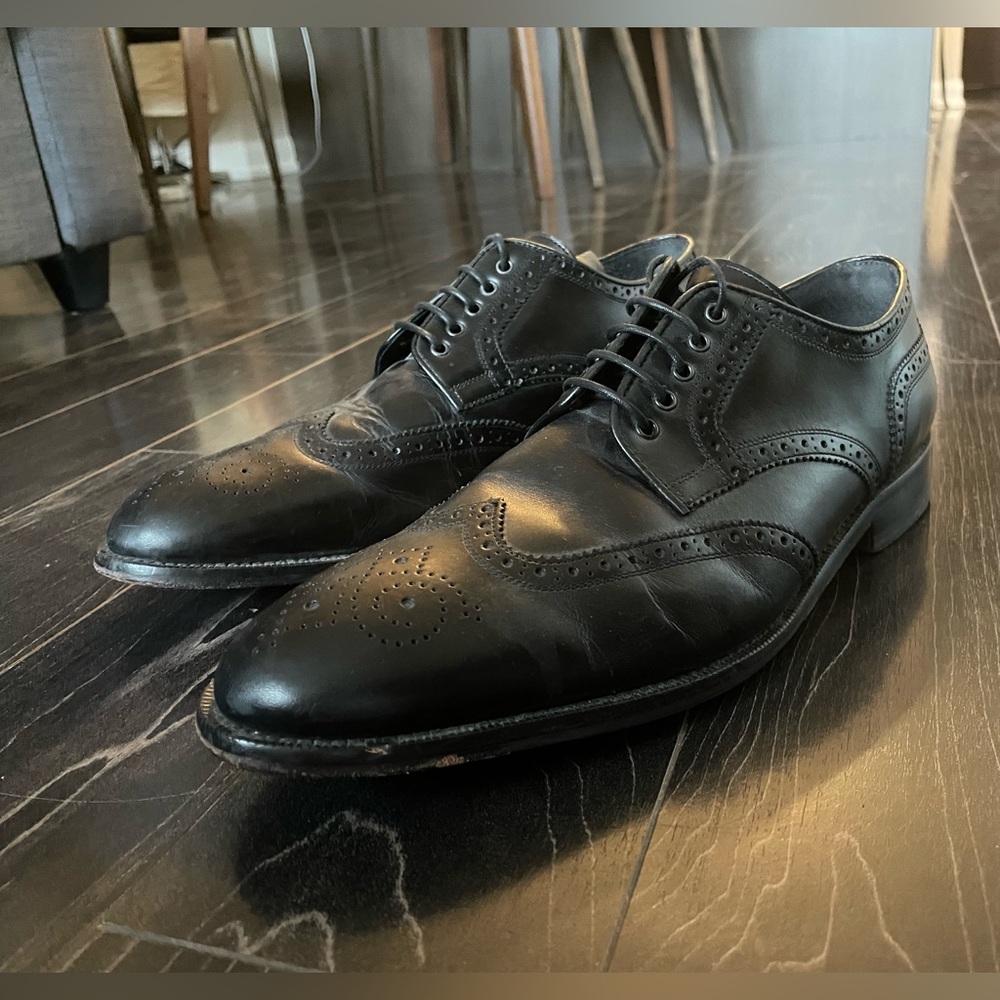 👞🔥 Massimo Dutti Black Oxford Brogue shoes size 10 / 43